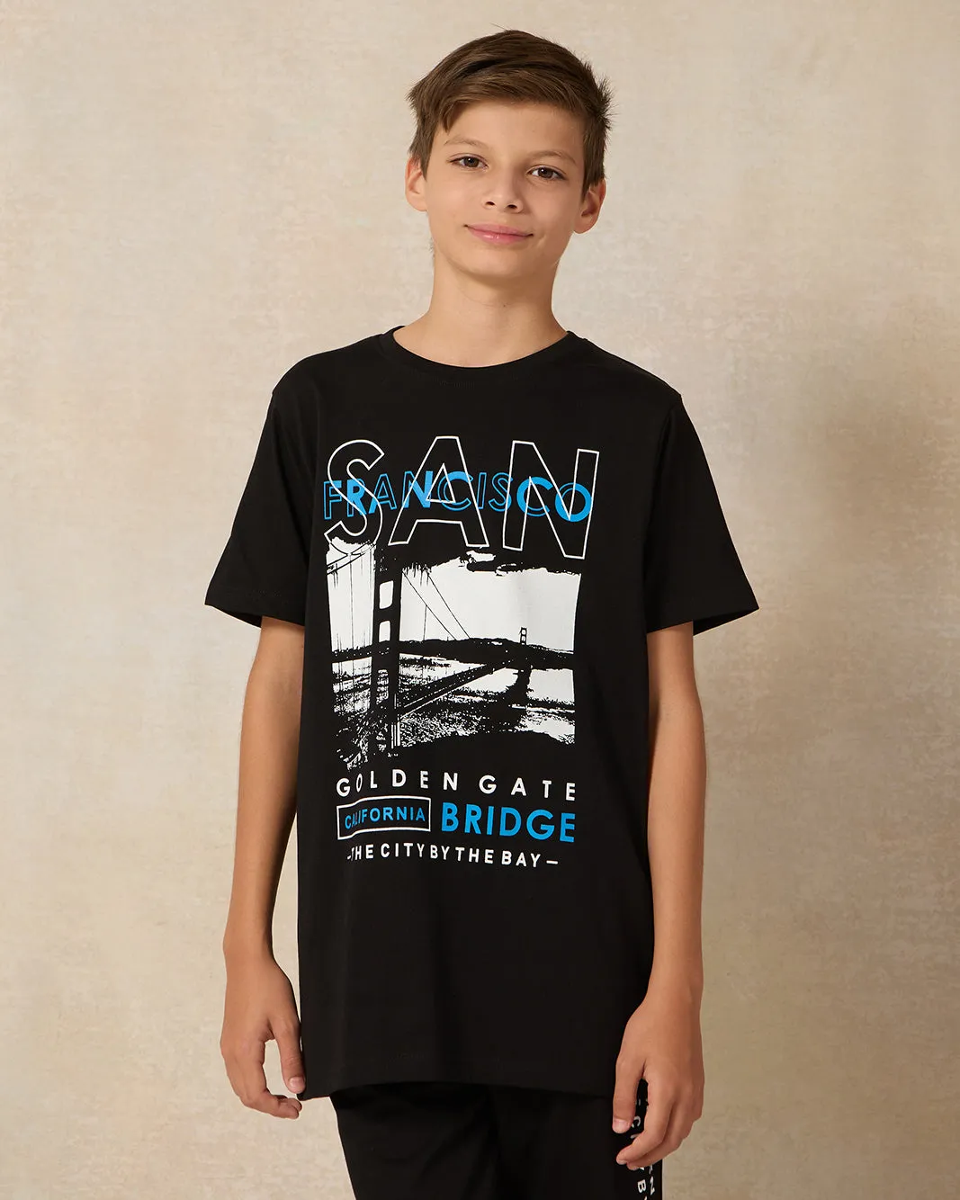 Senior Boys Black Golden Gate Pyjama Set (2 Piece) sold by Redtag product image thumbnail 2