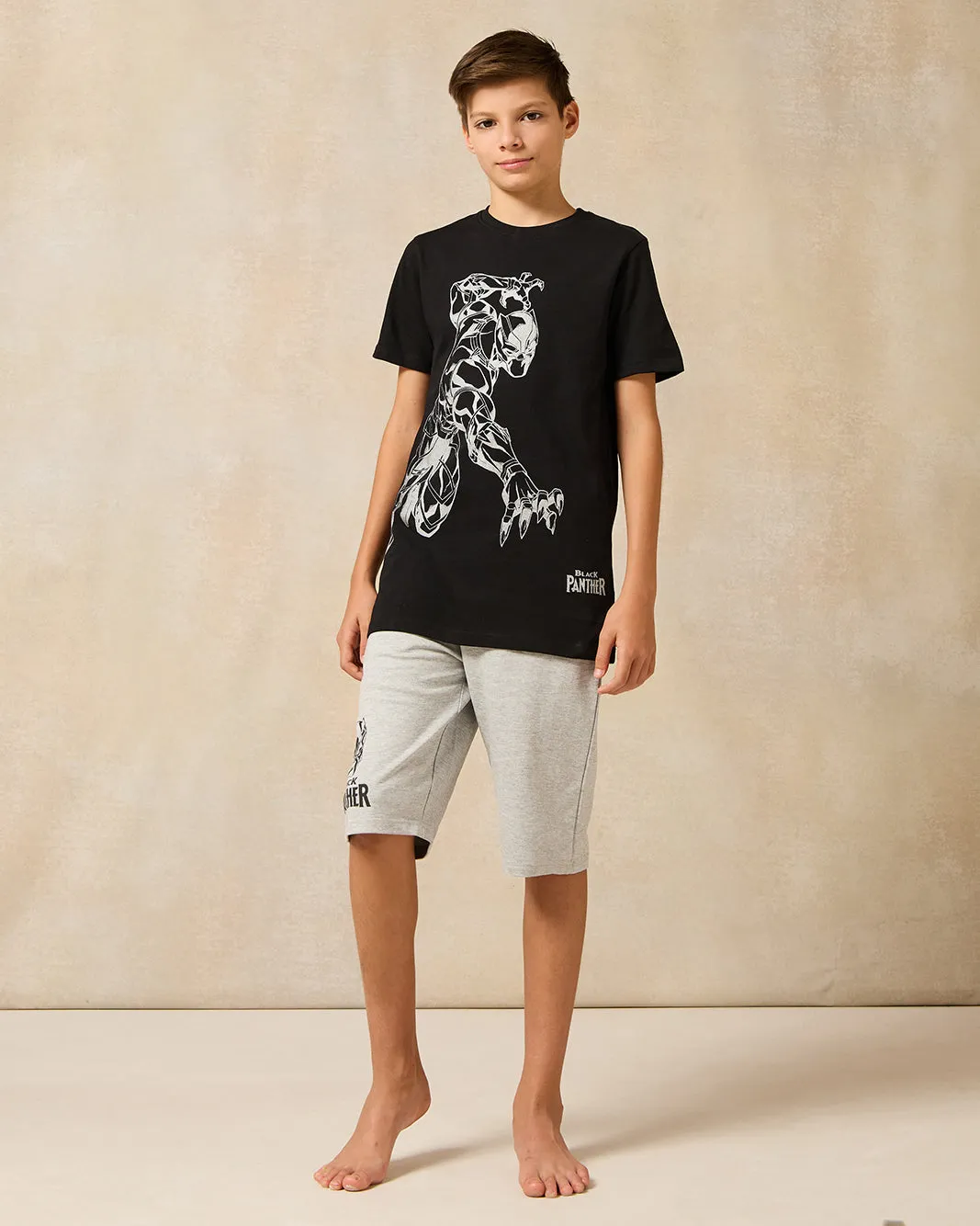 Senior Boys Black And Grey Black Panther Pyjama Set (2 Piece) sold by Redtag