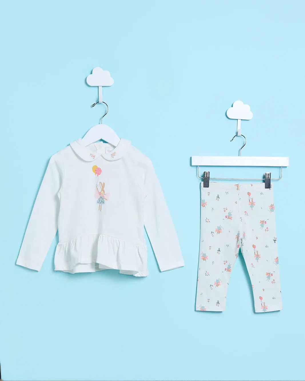 Infant Girls White Collared Top With Leggings (2 Piece) sold by Redtag