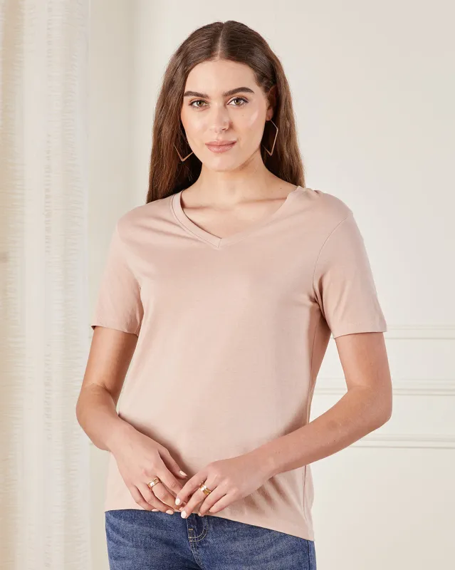 Women Tan Basic T-Shirt sold by Redtag