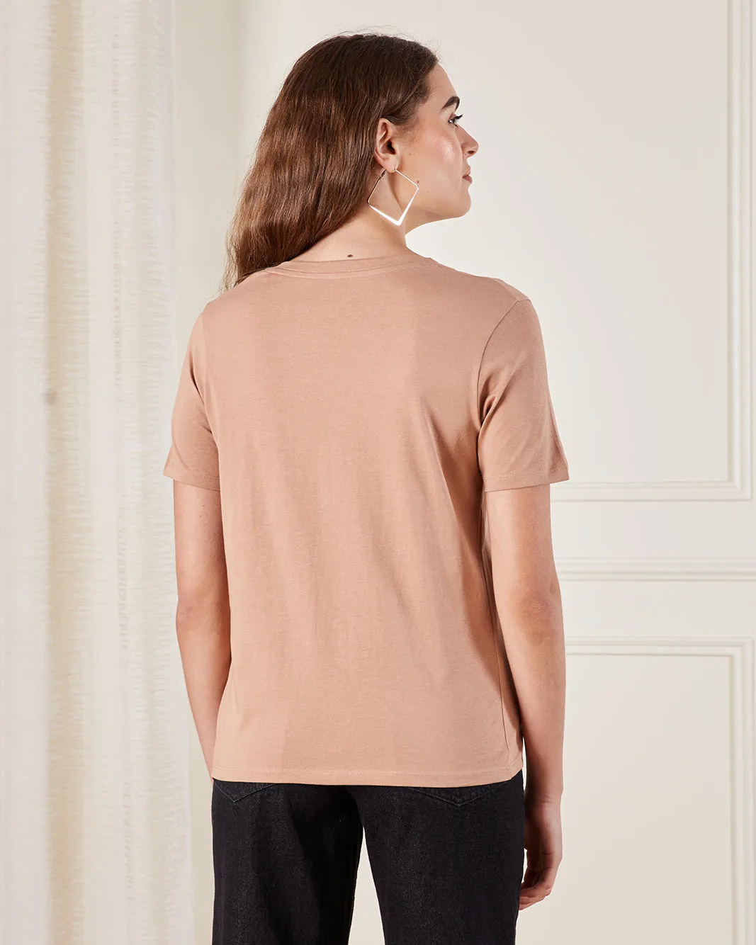 Women Beige Basic T-Shirt sold by Redtag product image thumbnail 3