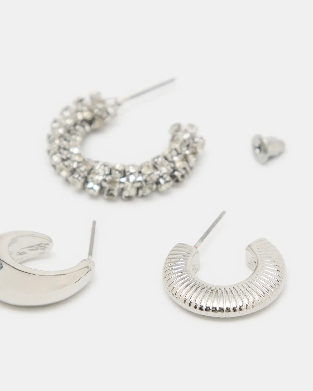 Women Silver Embellished Earring Set (3 Piece) sold by Redtag product image thumbnail 2