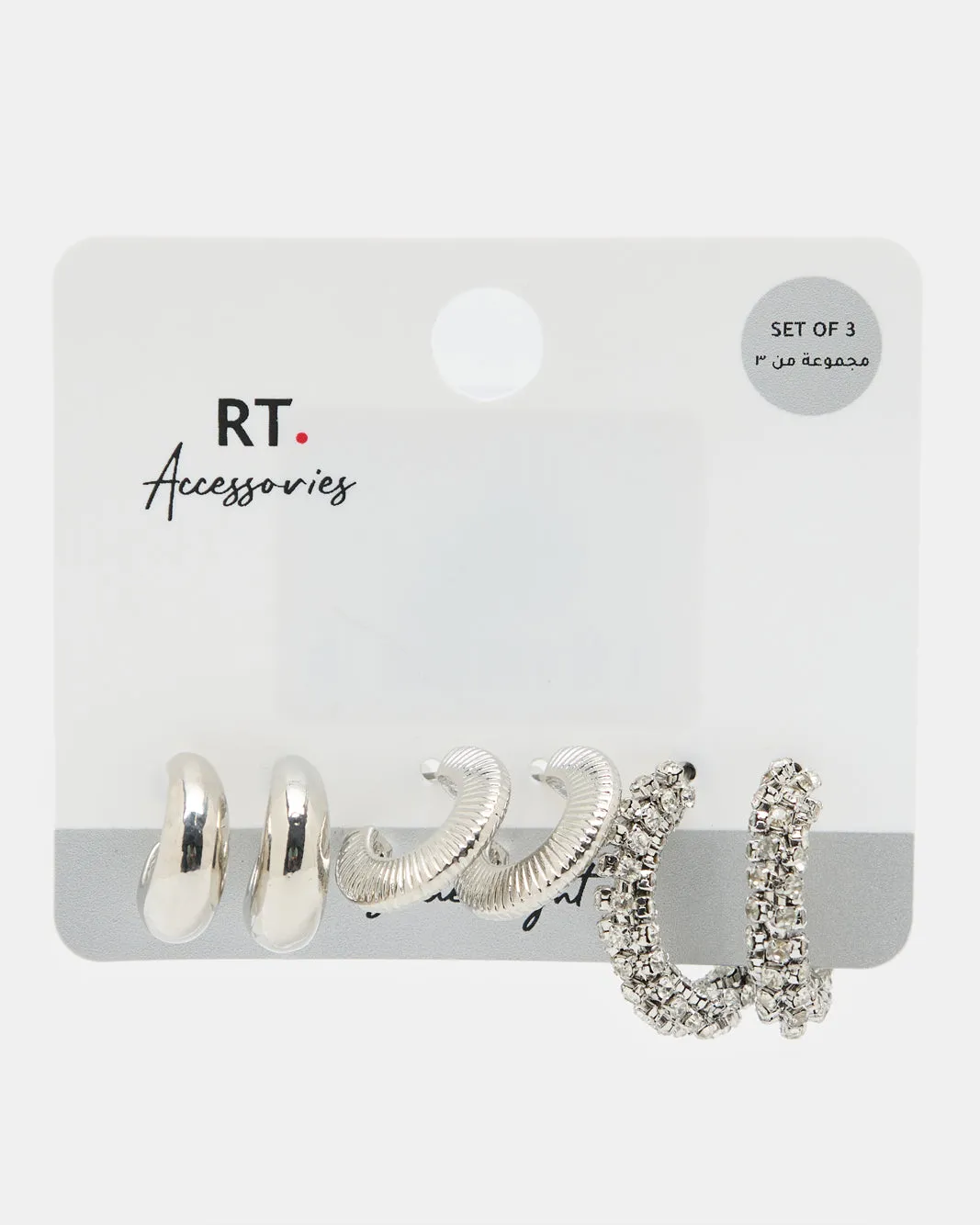Women Silver Embellished Earring Set (3 Piece) sold by Redtag product image thumbnail 3