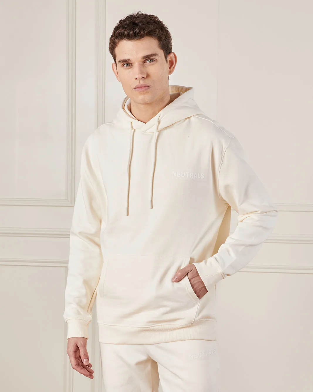 Men Ivory Hooded Lounge Sweatshirt sold by Redtag