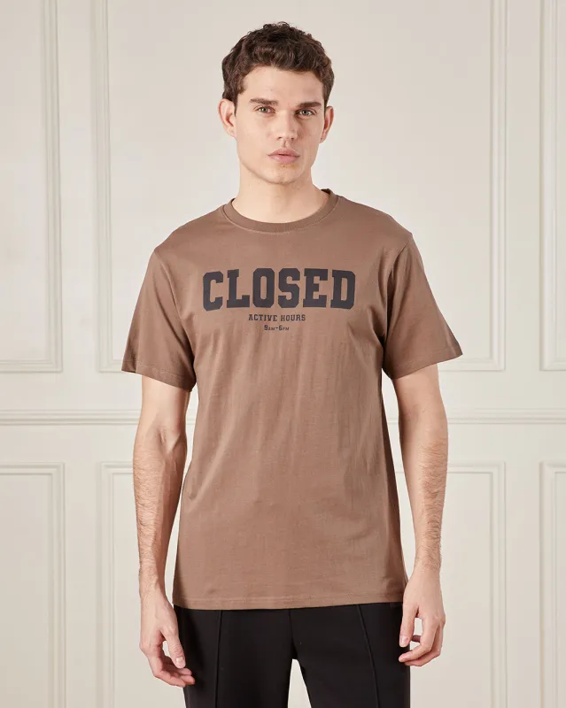 Men Brown Graphic T-Shirt sold by Redtag