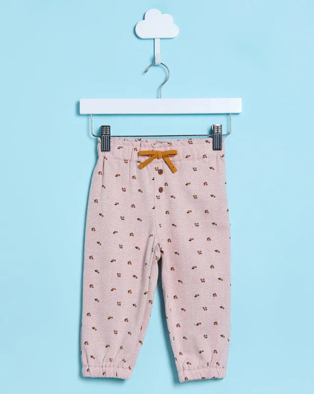 Infant Girls Pink Floral Print Jogger Pants sold by Redtag