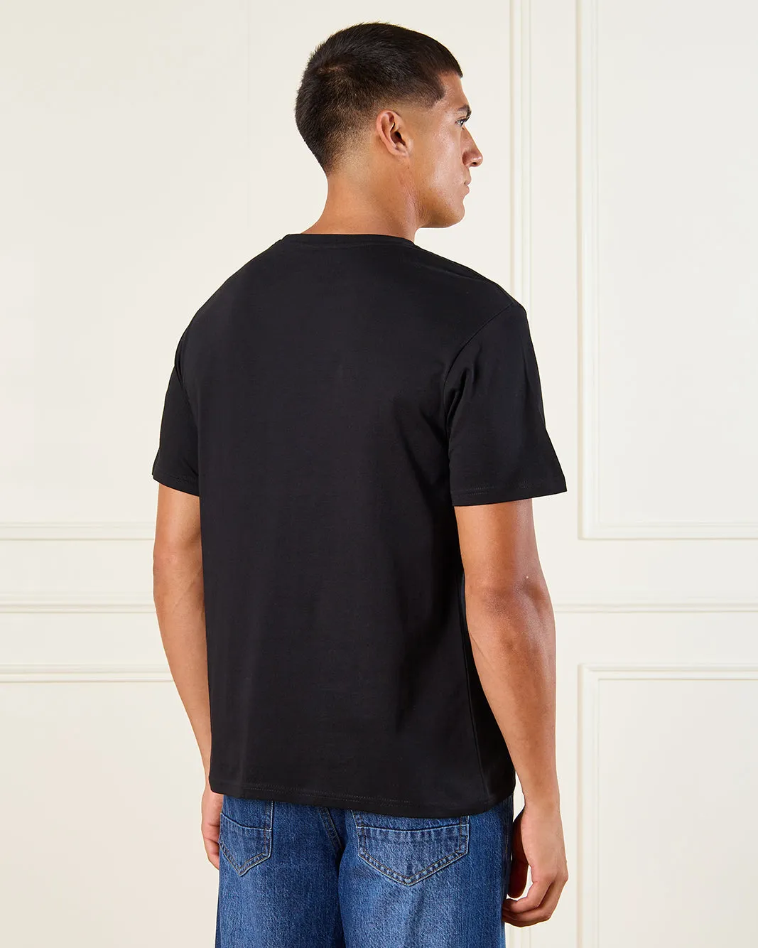 Men Black Basic Graphic T-Shirt sold by Redtag product image thumbnail 3