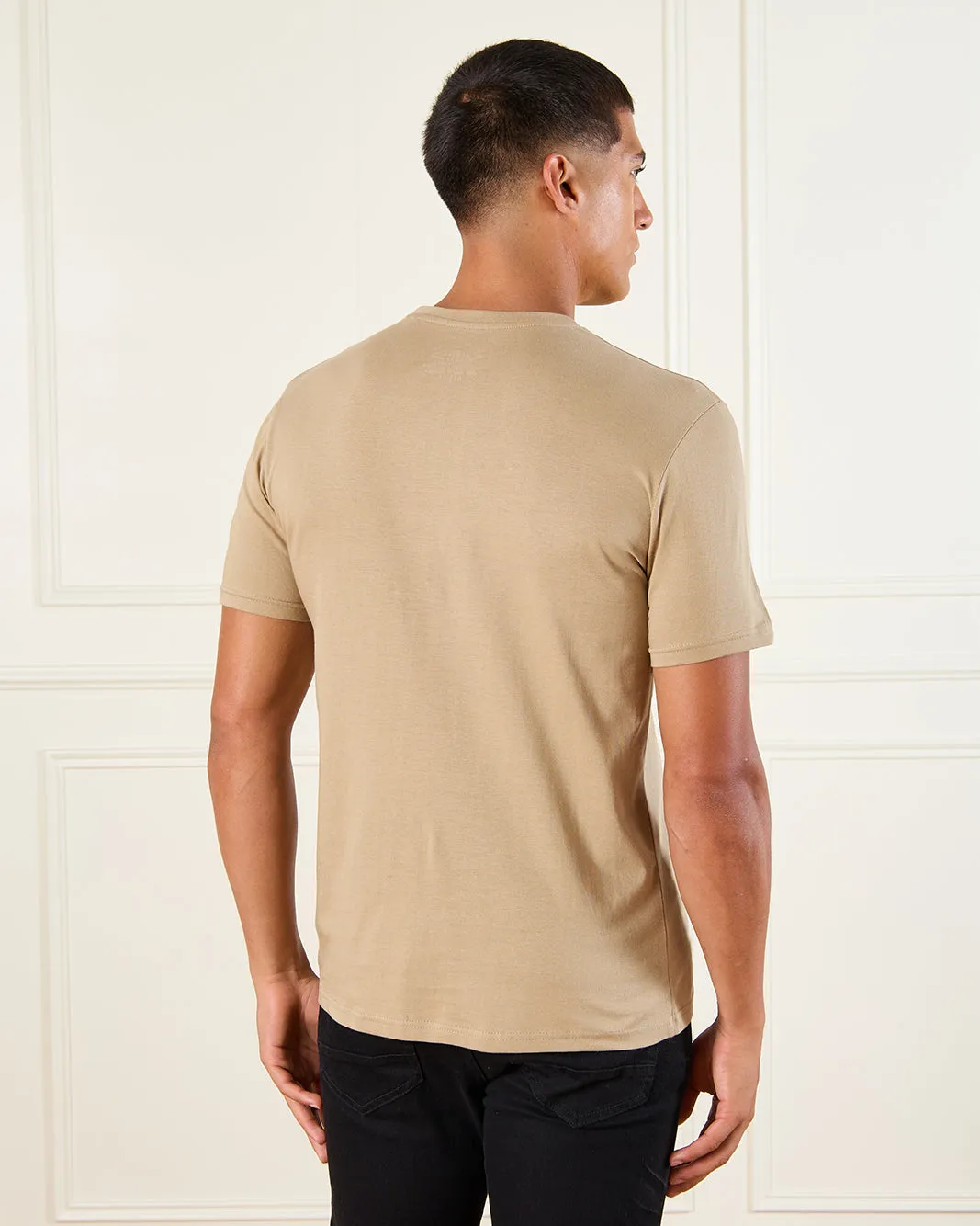 Men Beige Basic Graphic T-Shirt sold by Redtag product image thumbnail 3
