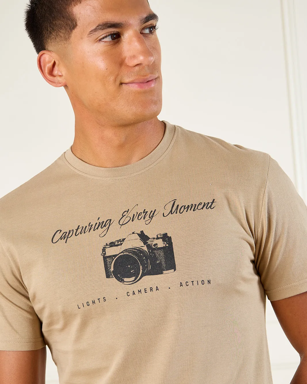 Men Beige Basic Graphic T-Shirt sold by Redtag product image thumbnail 4