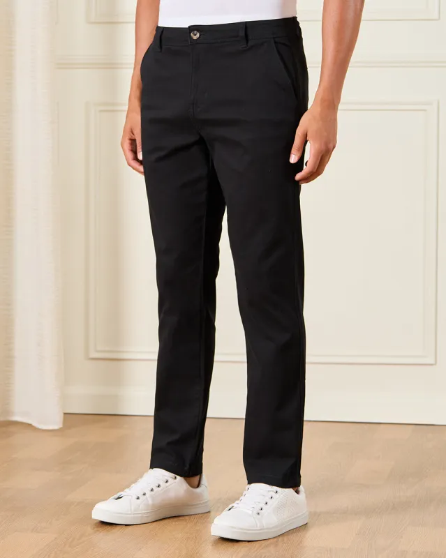 Men Black Slim Fit Casual Trousers sold by Redtag