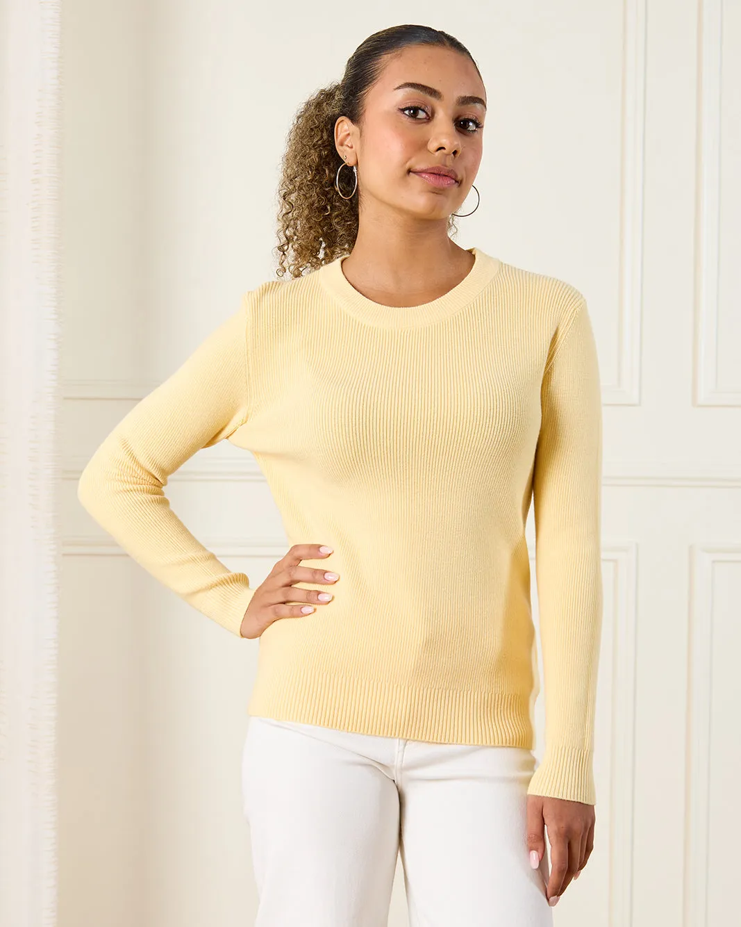 Senior Girls Yellow Solid Sweater sold by Redtag