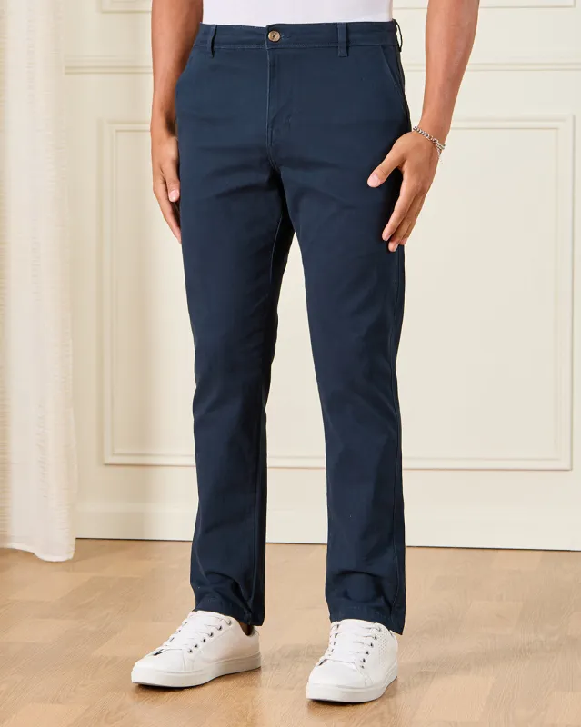 Men Navy Casual Trousers sold by Redtag