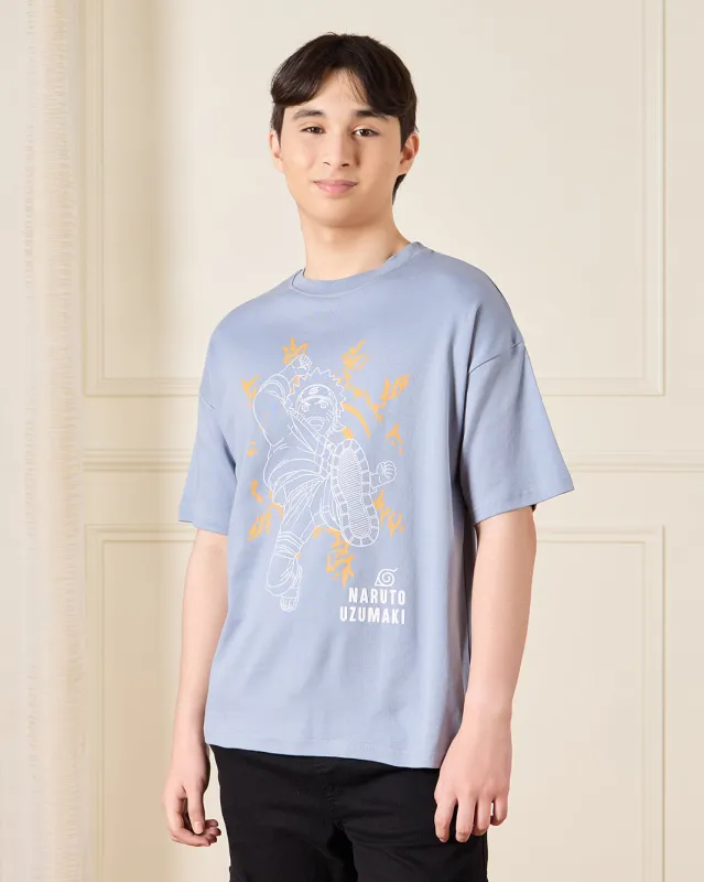 Senior Boys Blue Anime Over Size T-Shirt sold by Redtag
