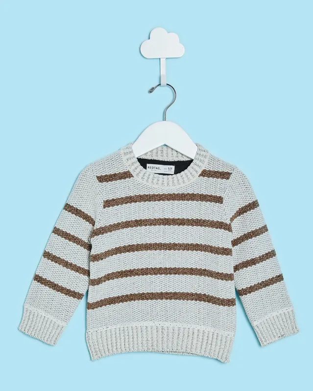 Infant Boys Grey Striped Bonded Sweater sold by Redtag