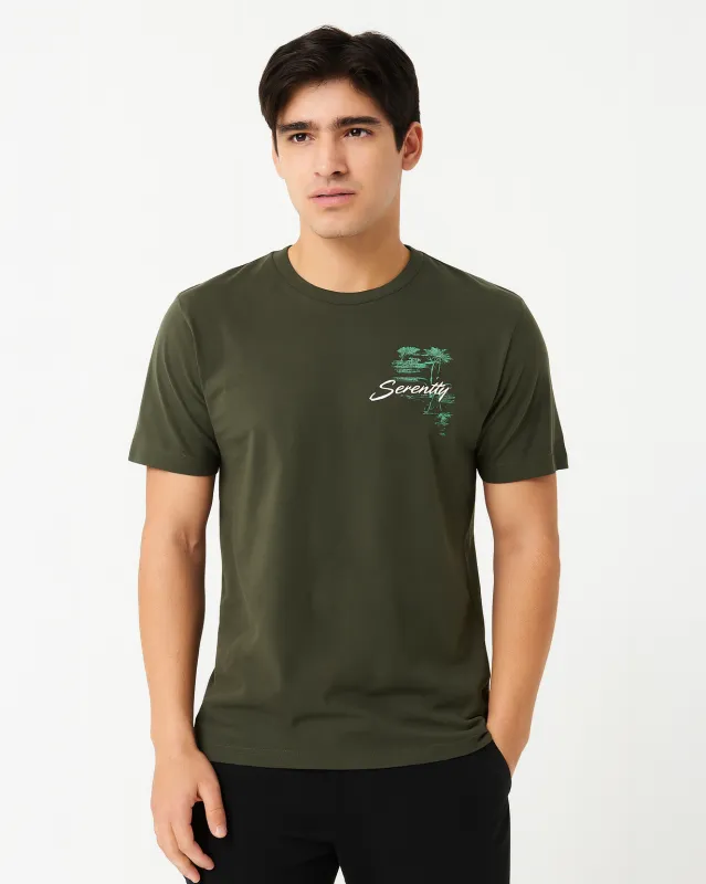 Men Olive Graphic T-Shirt sold by Redtag