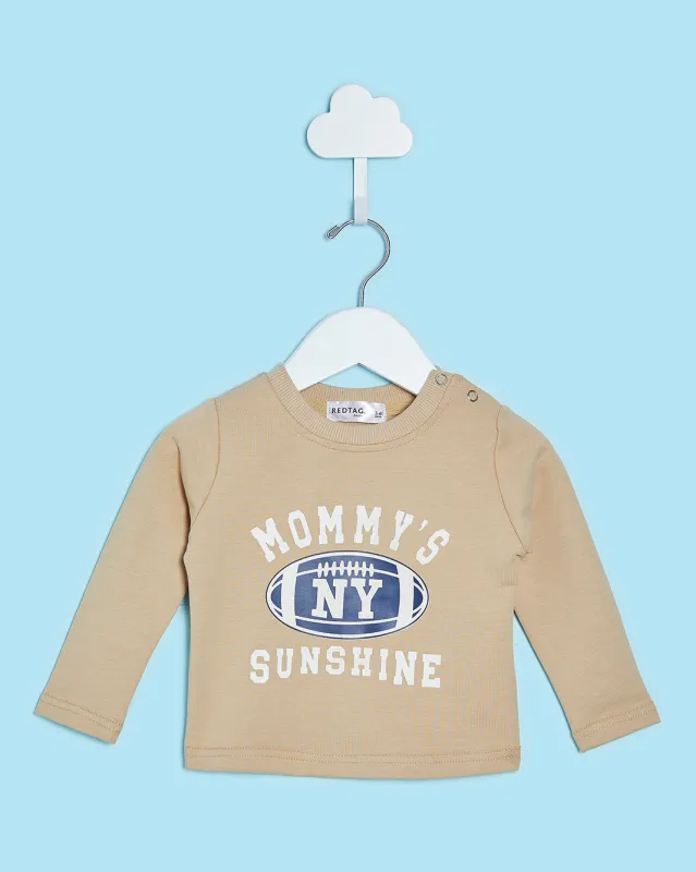 Infant Boys Beige Printed T-Shirt sold by Redtag