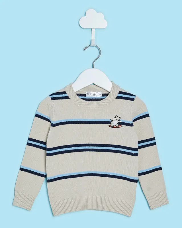 Infant Boys Beige Striped Sweater sold by Redtag