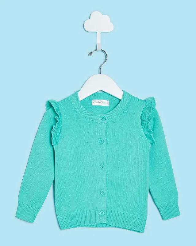 Infant Girls Teal Knitted Sweater sold by Redtag