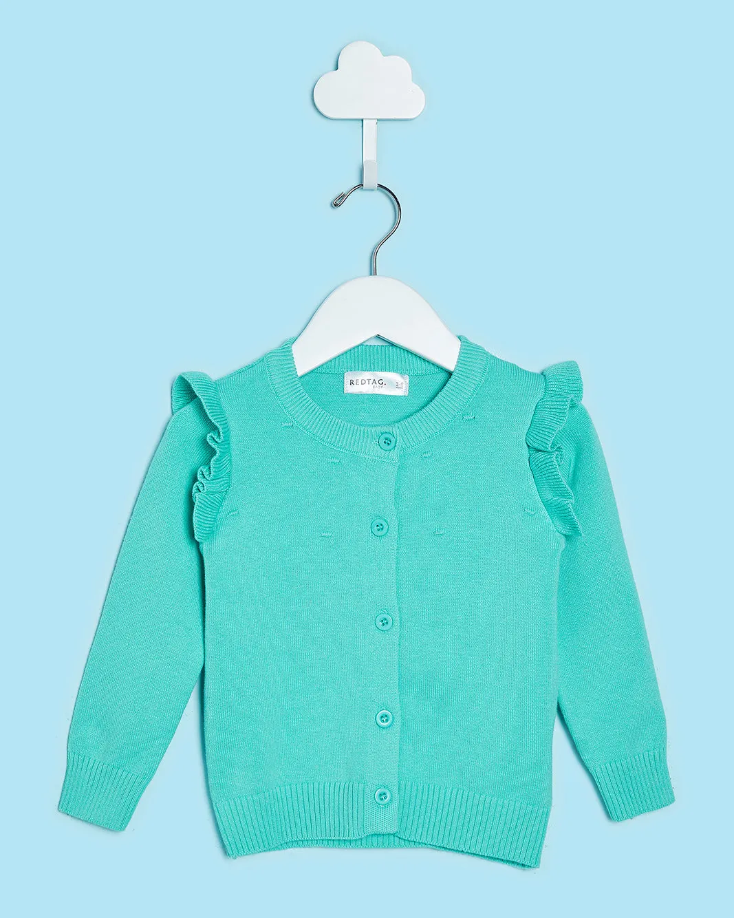 Infant Girls Teal Knitted Sweater sold by Redtag