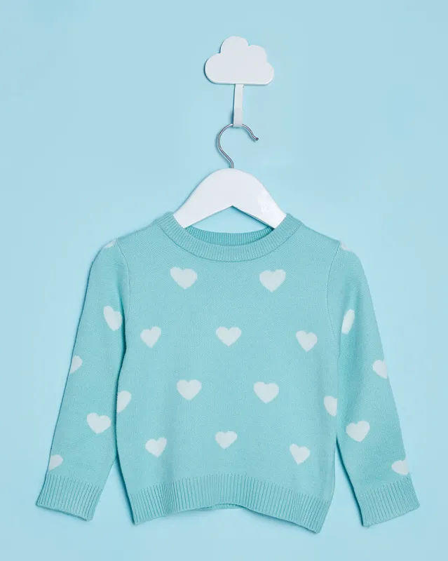 Infant Girls Teal Knitted Sweater sold by Redtag