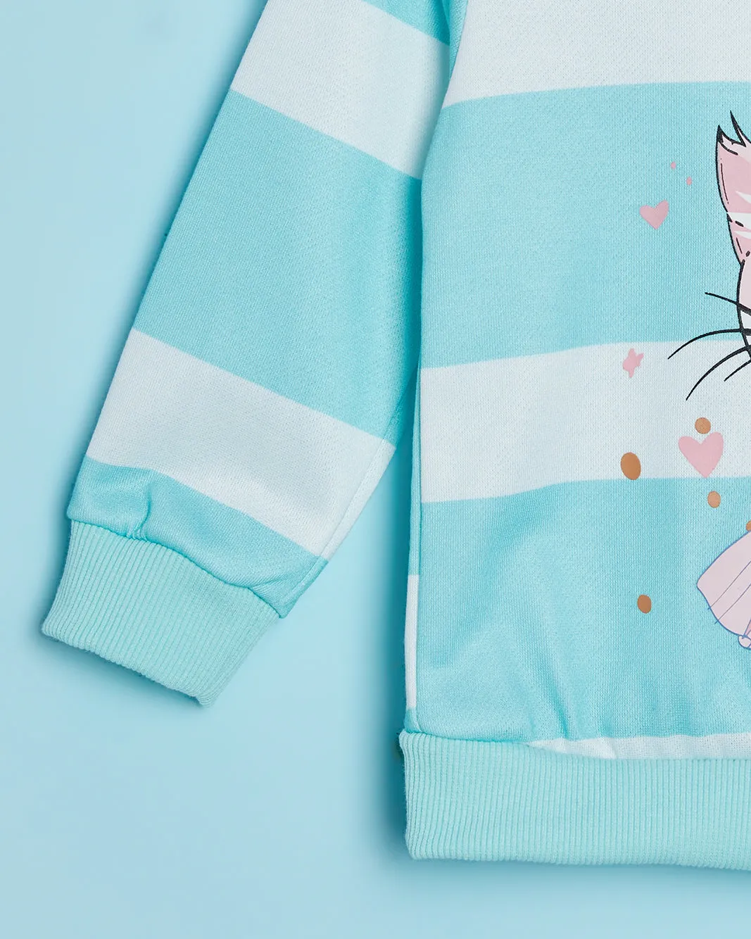 Infant Girls Teal Striped Sweatshirt sold by Redtag product image thumbnail 4