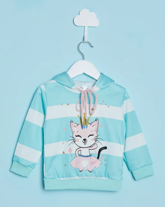 Infant Girls Teal Striped Sweatshirt sold by Redtag