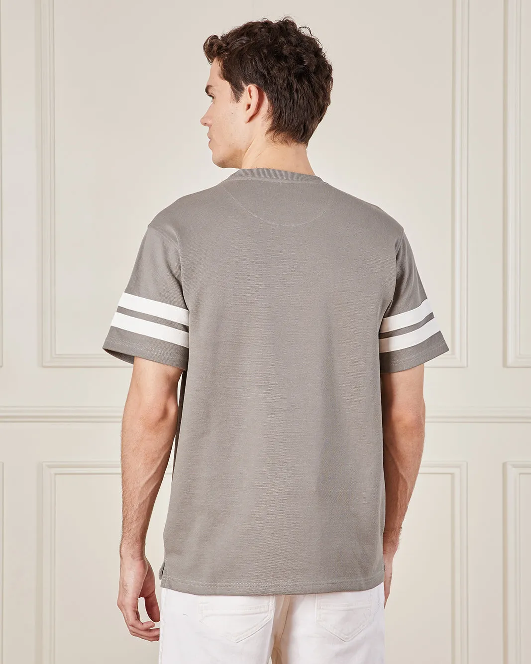 Men Grey Pique Active T-Shirt sold by Redtag product image thumbnail 3