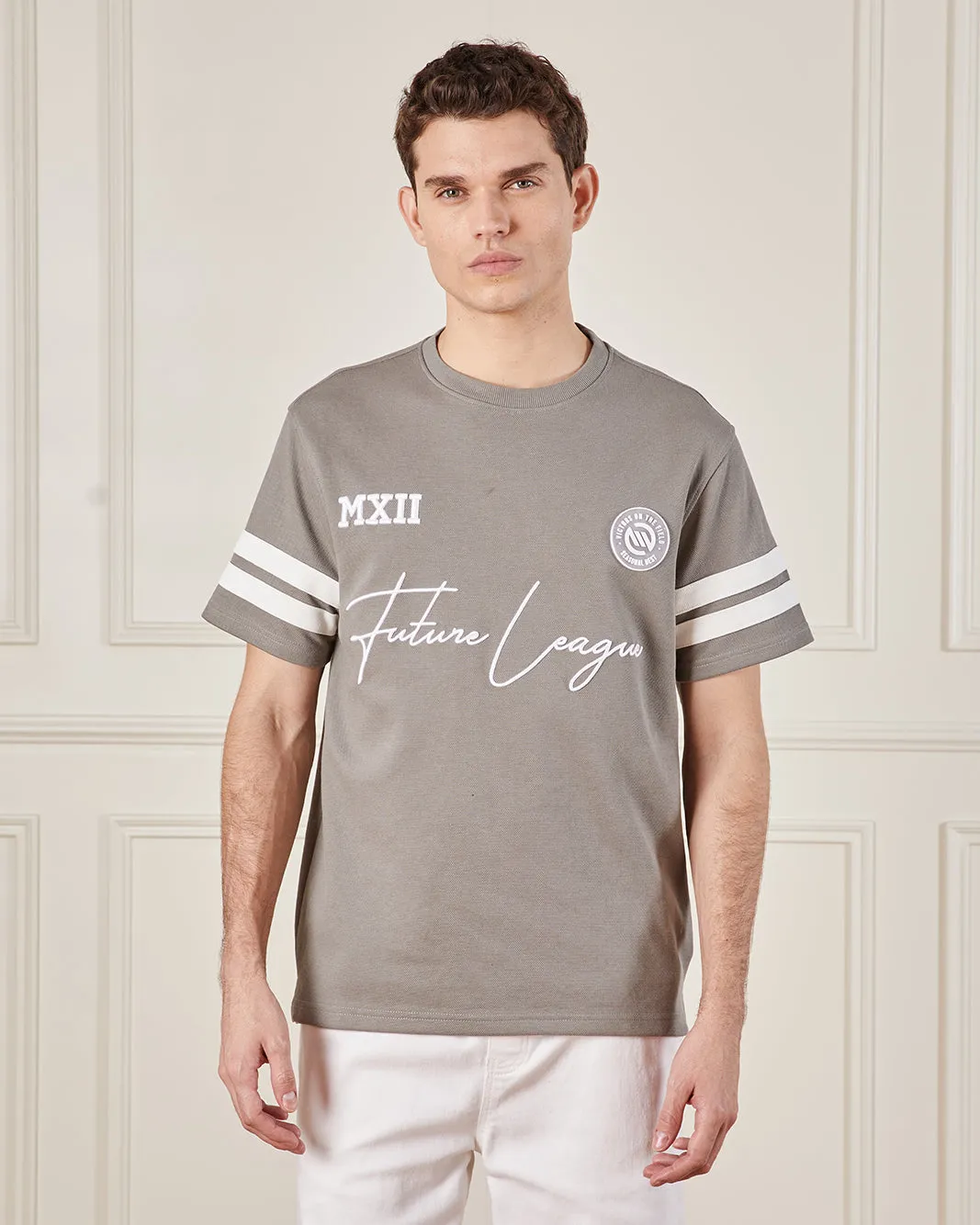 Men Grey Pique Active T-Shirt sold by Redtag