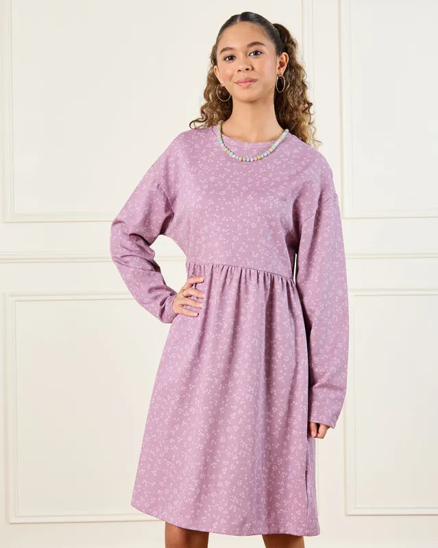 Senior Girls Lilac Basic Knitted Dress sold by Redtag