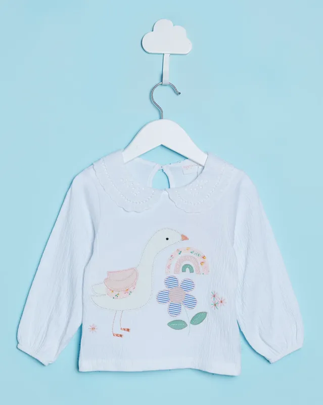 Infant Girls Ivory Embellished Blouse sold by Redtag