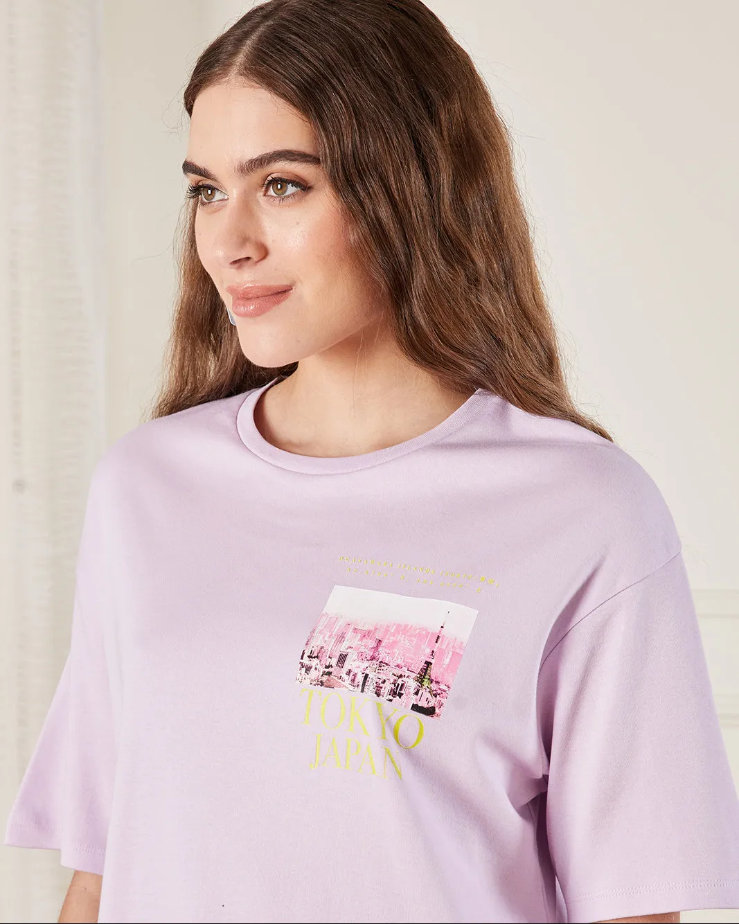 Women Lilac Printed T-Shirt sold by Redtag product image thumbnail 4