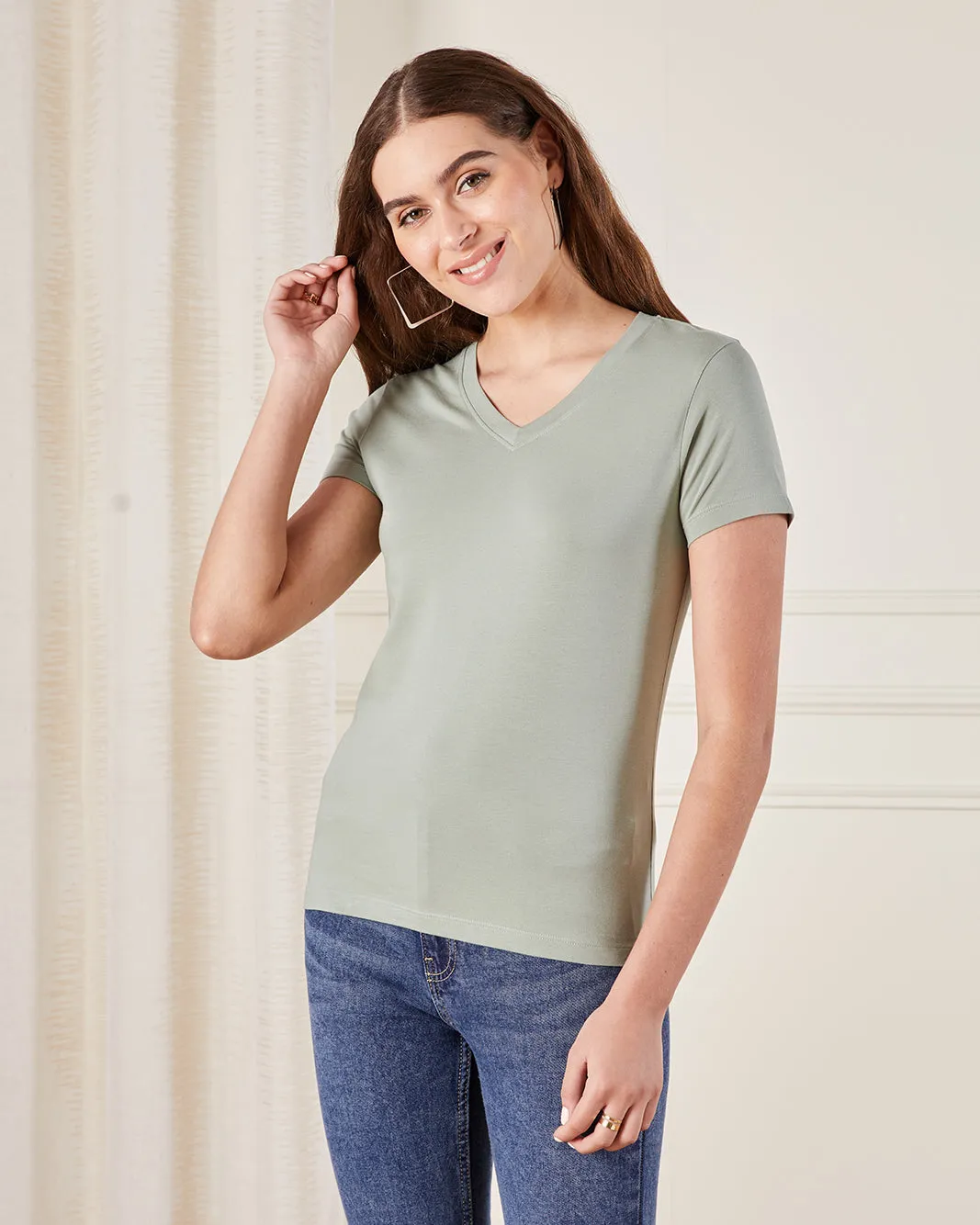 Women Green Basic T-Shirt sold by Redtag