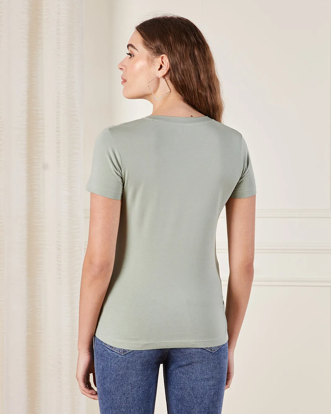 Women Green Basic T-Shirt sold by Redtag product image thumbnail 3