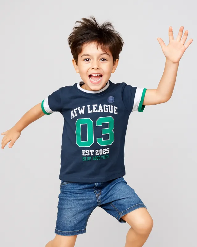 Boys Navy Printed T-Shirt sold by Redtag
