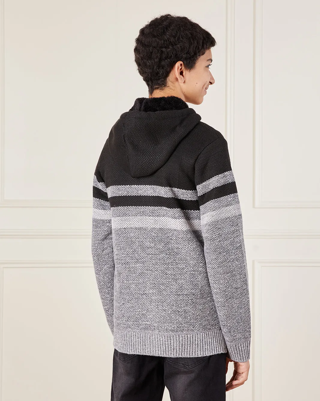 Senior Boys Black Hooded Pullover sold by Redtag product image thumbnail 3