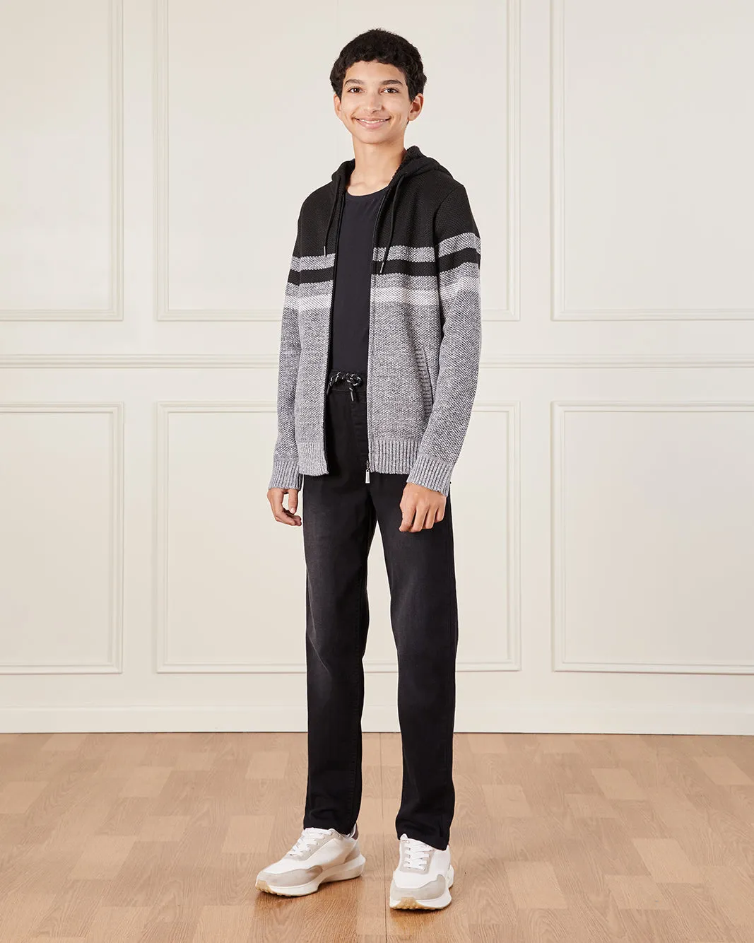 Senior Boys Black Hooded Pullover sold by Redtag product image thumbnail 2