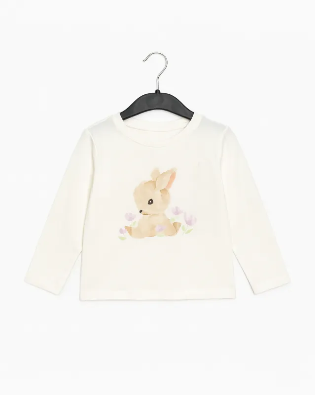 Infant Girls White Bunny Print T-Shirt sold by Redtag