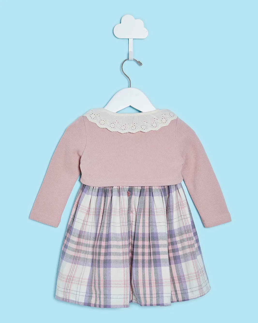 Infant Girls Lilac Checked Dress With Bolero sold by Redtag product image thumbnail 4