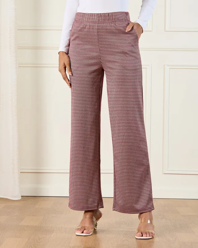 Women Red Printed Wide Leg Trouser sold by Redtag
