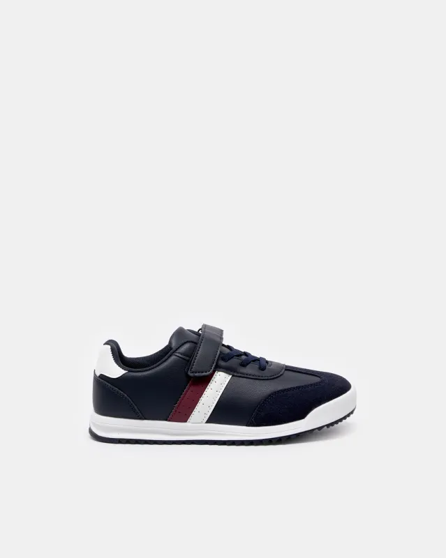 Senior Boys Navy Plain Sneakers sold by Redtag