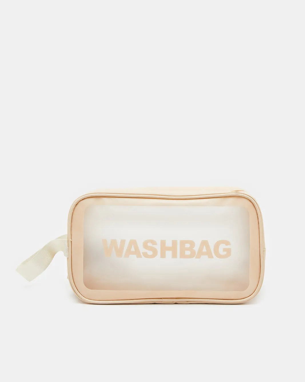 Women Beige Wash Bag Cosmetic Pouch sold by Redtag