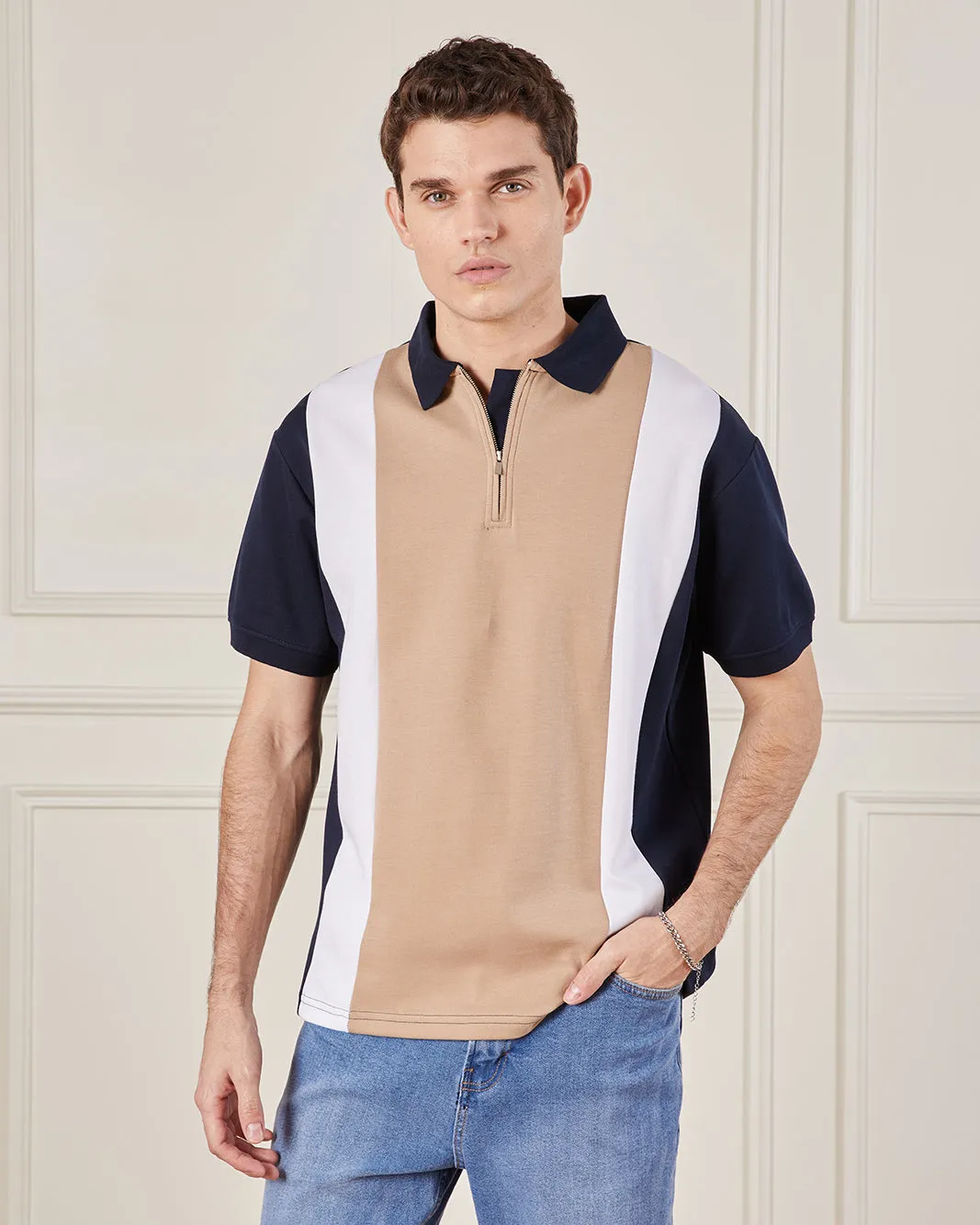 Men Multicolour Colour Block Polo Shirt sold by Redtag