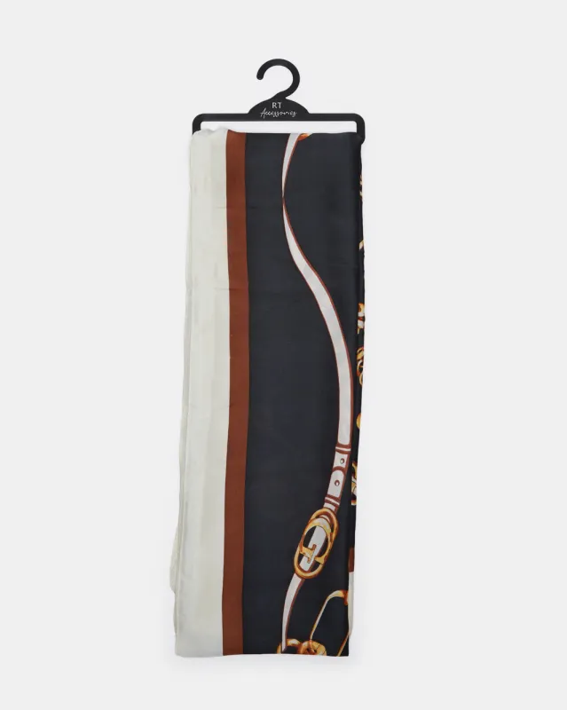 Women Black Floral Printed Scarf sold by Redtag