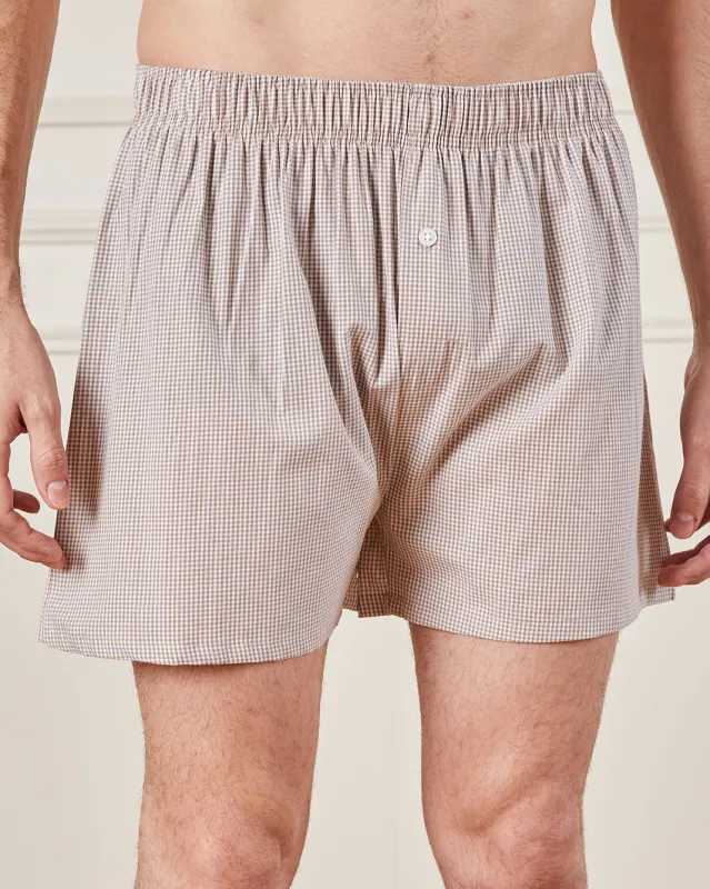 Men Beige And White Checkered Boxers Set (Pack of 2) sold by Redtag