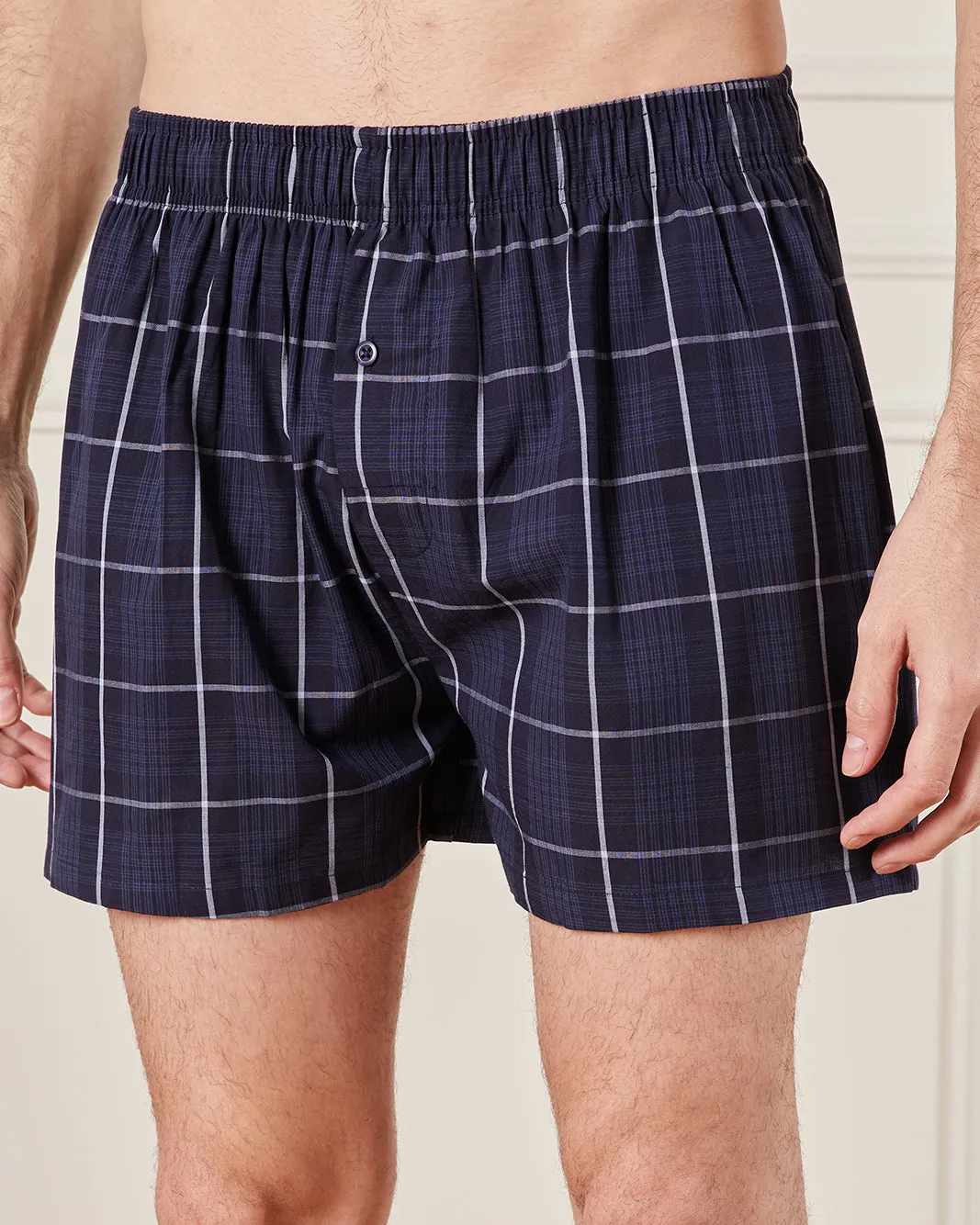 Men Navy Checkered Boxers Set (Pack of 2) sold by Redtag
