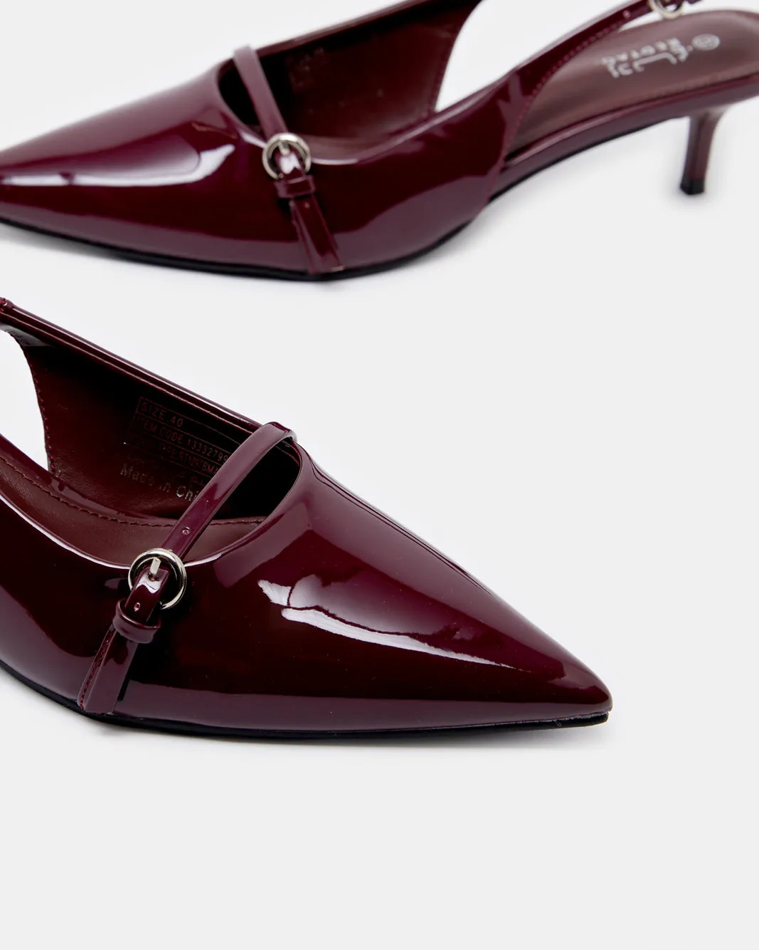 Women Burgundy Buckle Trim Slingback sold by Redtag product image thumbnail 3