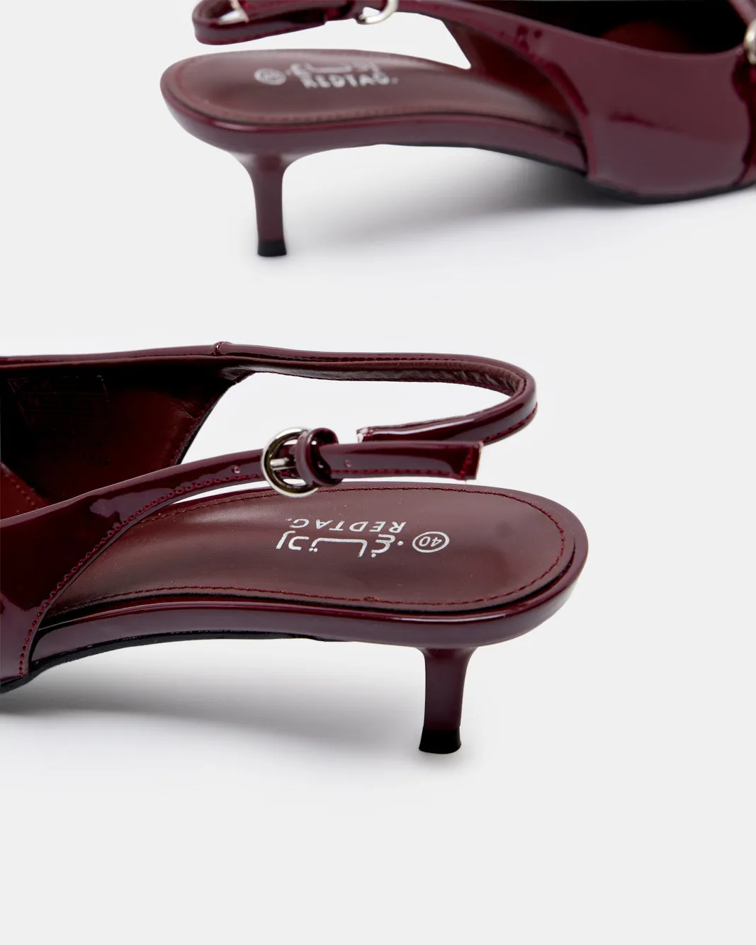 Women Burgundy Buckle Trim Slingback sold by Redtag product image thumbnail 4