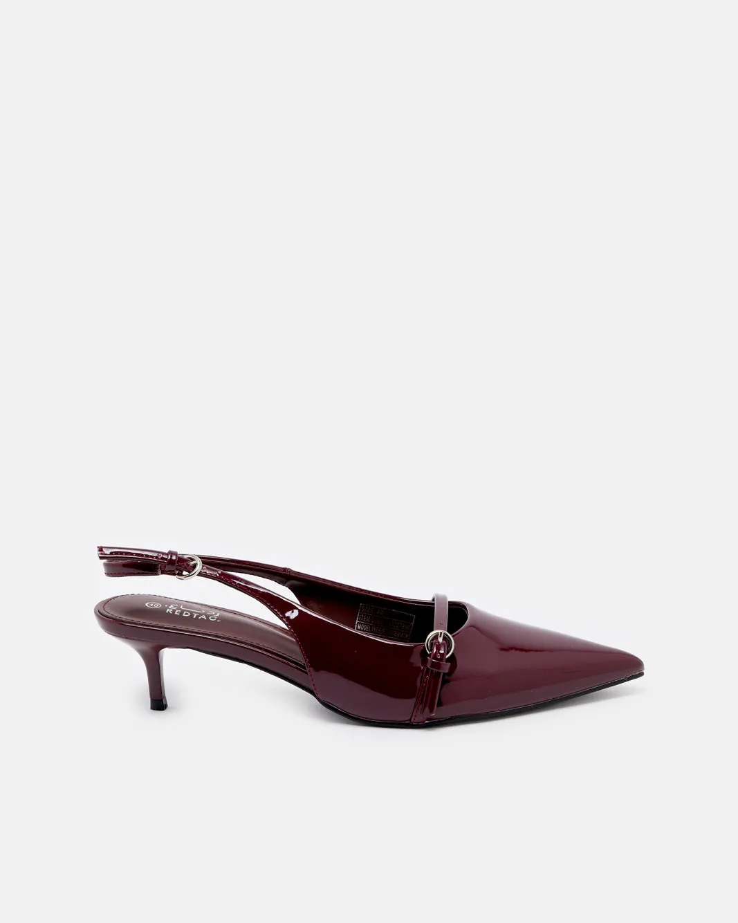 Women Burgundy Buckle Trim Slingback sold by Redtag