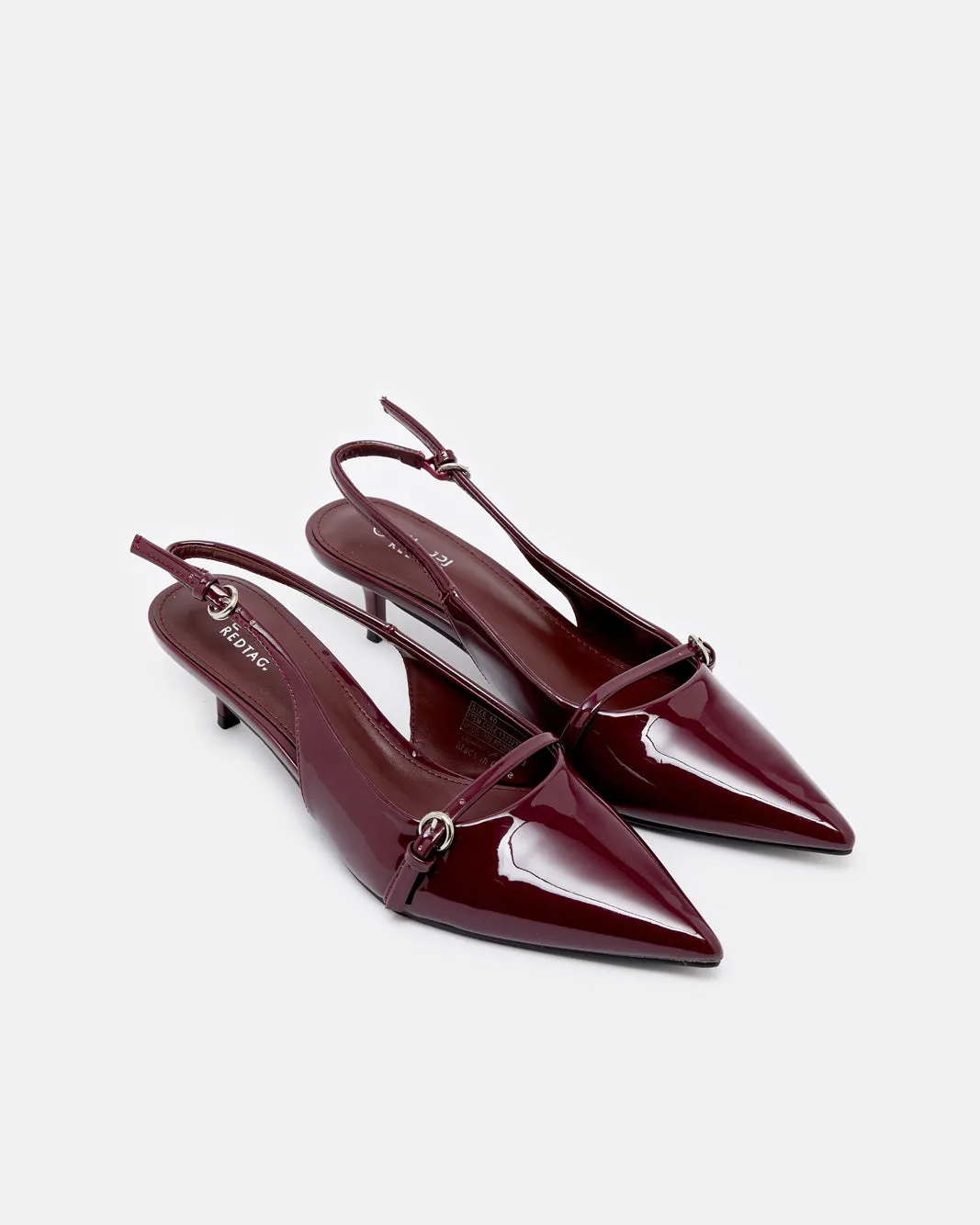 Women Burgundy Buckle Trim Slingback sold by Redtag product image thumbnail 2