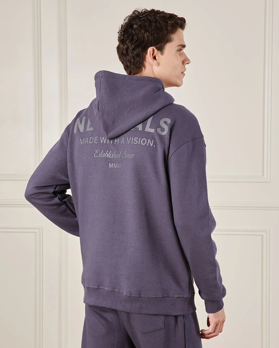 Men Blue Hooded Lounge Sweatshirt sold by Redtag product image thumbnail 3